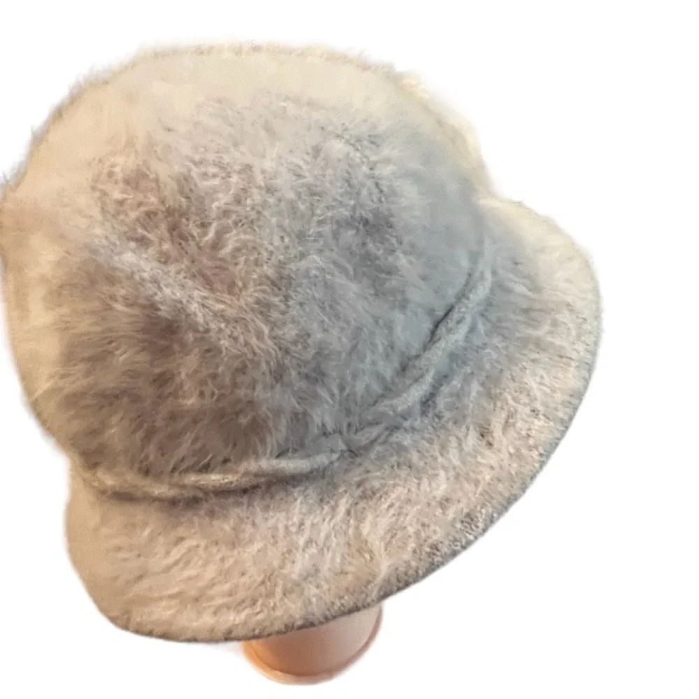 St Michael Grey Rabbit Fur Blend Bucket Hat Made in the UK OSFM